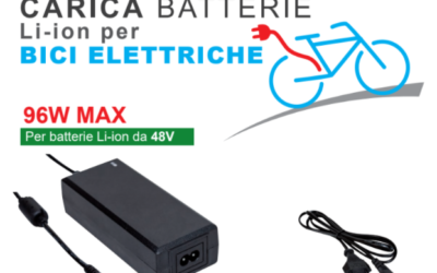 Carica Batterie Li-ion per Bici Elettriche 48V 96W con Spina 2,5×5,5mm
